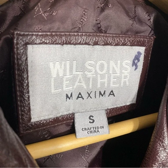 Wilson’s Leather | Burgundy Leather Zip Up Jacket - Picture 11 of 17